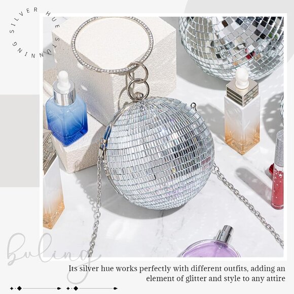 Stunning Silver Disco Ball Clutch - Rhinestone Evening Purse for Events - Picture 4 of 6